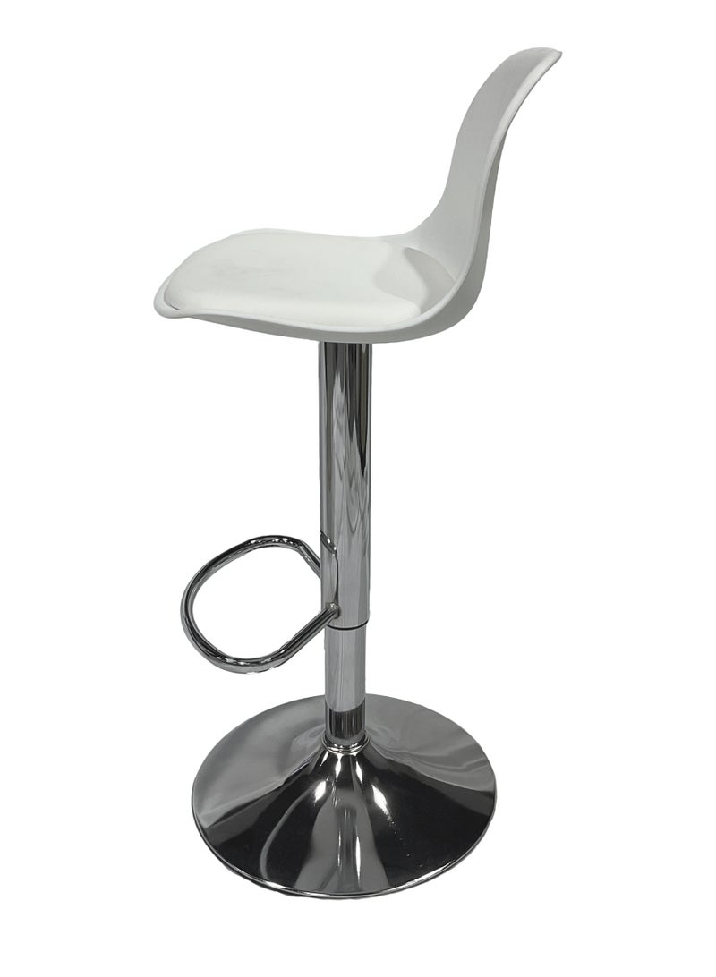 MAPLE HOME DECORATION Maple Home Swivel High Chair Bar Stool Adjustable Up Down Stainless Steel Base Office Restaurant Furniture(White-1Pcs) - Image 2